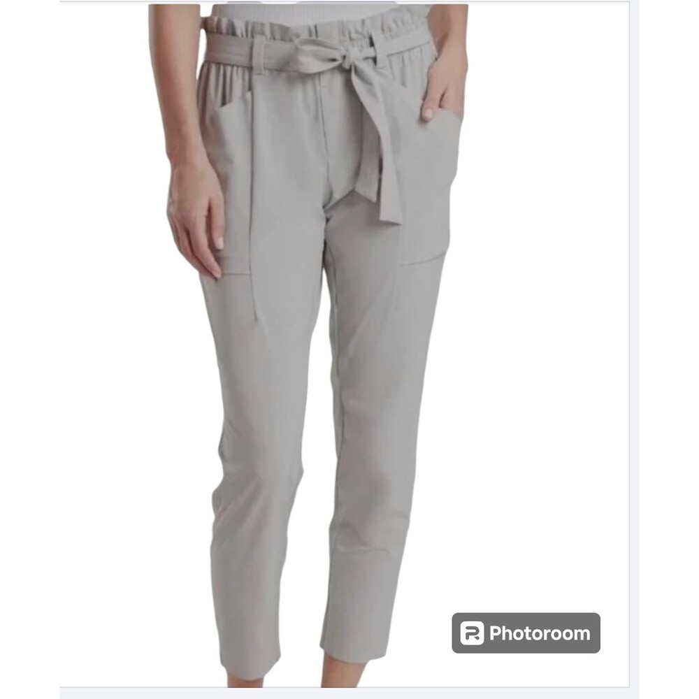 Athleta Pants Women Sz 6 Skyline Ankle Paperbag Light Gray Active *no belt*
